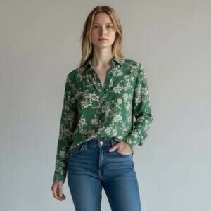 Alice + Olvia Women's Reilly Green Floral Blouse Size XS
